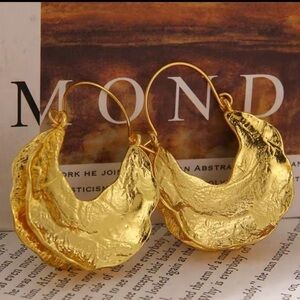 Gold Crescent Hoop Earrings